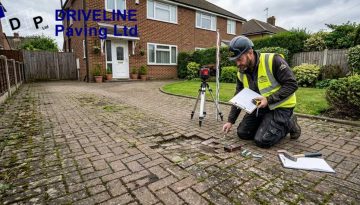 A professional paving contractor conducting a site survey