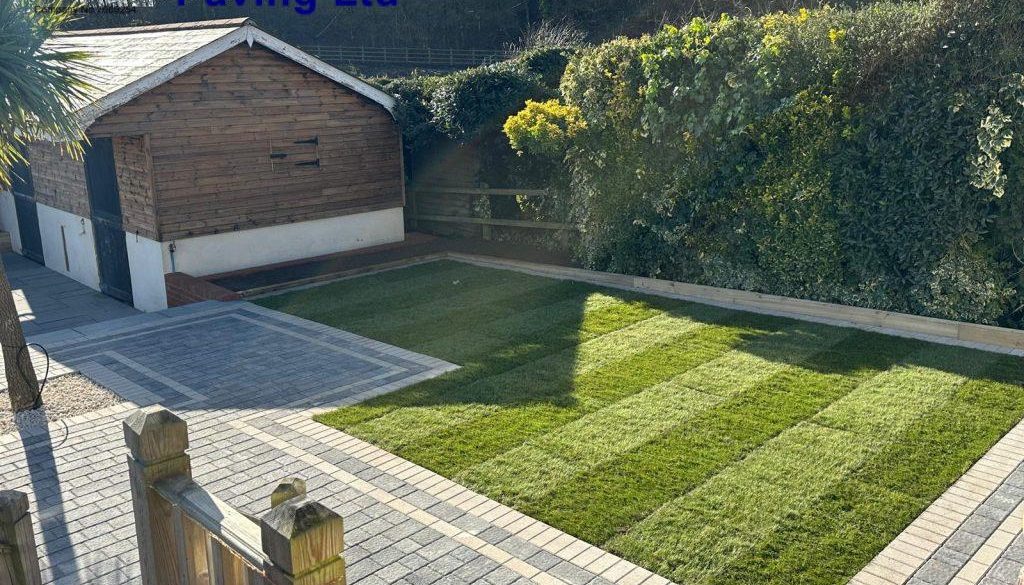 Landscaped garden featured