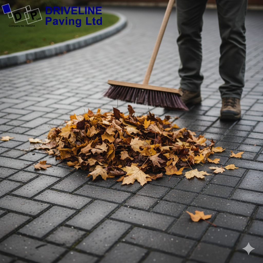 Blog 1 Insert 1 Regular sweeping prevents staining and keeps surfaces safe from slippery, decomposing leaves.