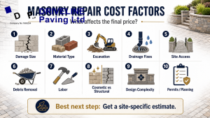 Masonry repair cost factors overview.