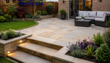 a well planned backdoor patio