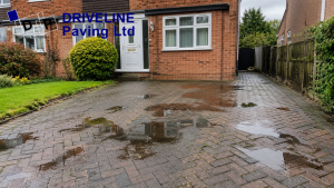 driveway with puddles from the rain